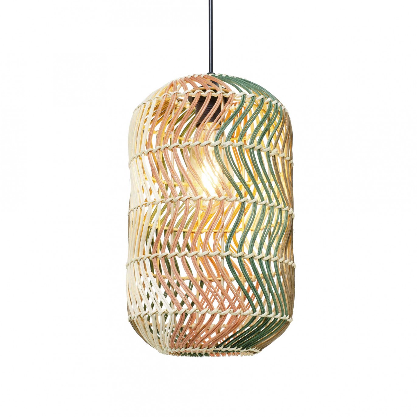 Suspension tube en rotin 4 couleurs - FOSCO