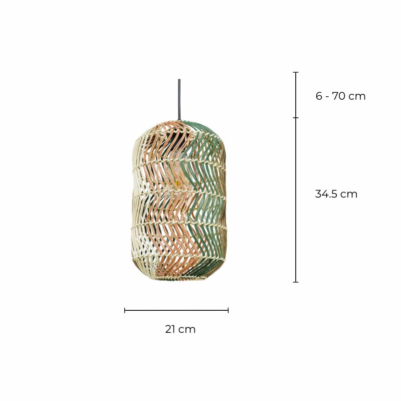 Suspension tube en rotin 4 couleurs - FOSCO