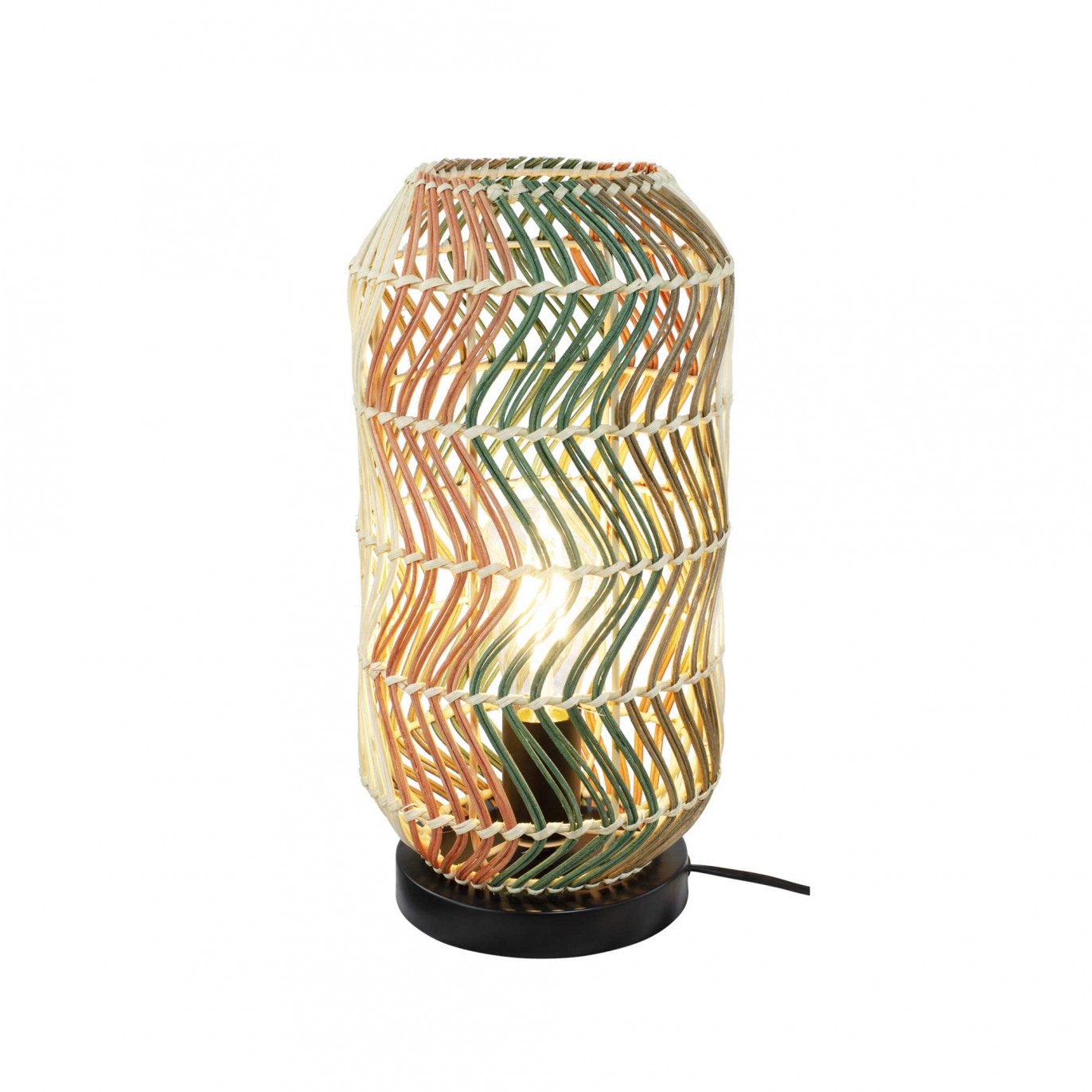 Lampe à poser en rotin 4 couleurs et métal -FOSCO