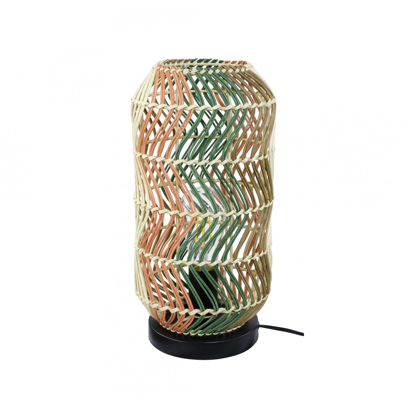 Lampe à poser en rotin 4 couleurs et métal -FOSCO