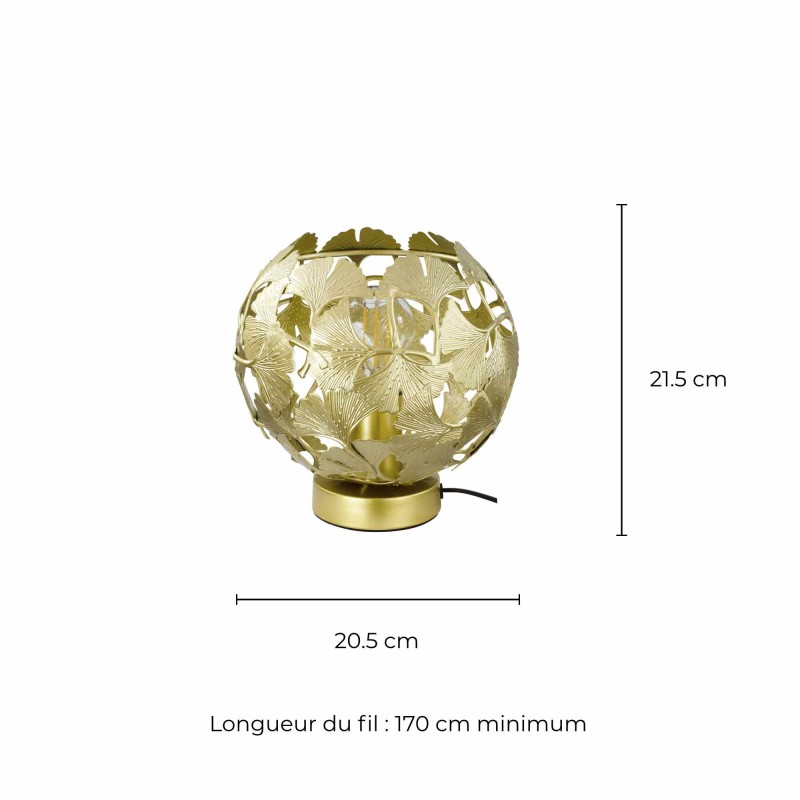 Lampe à poser en métal, motif feuilles de Ginkgo Biloba - OSMOSE