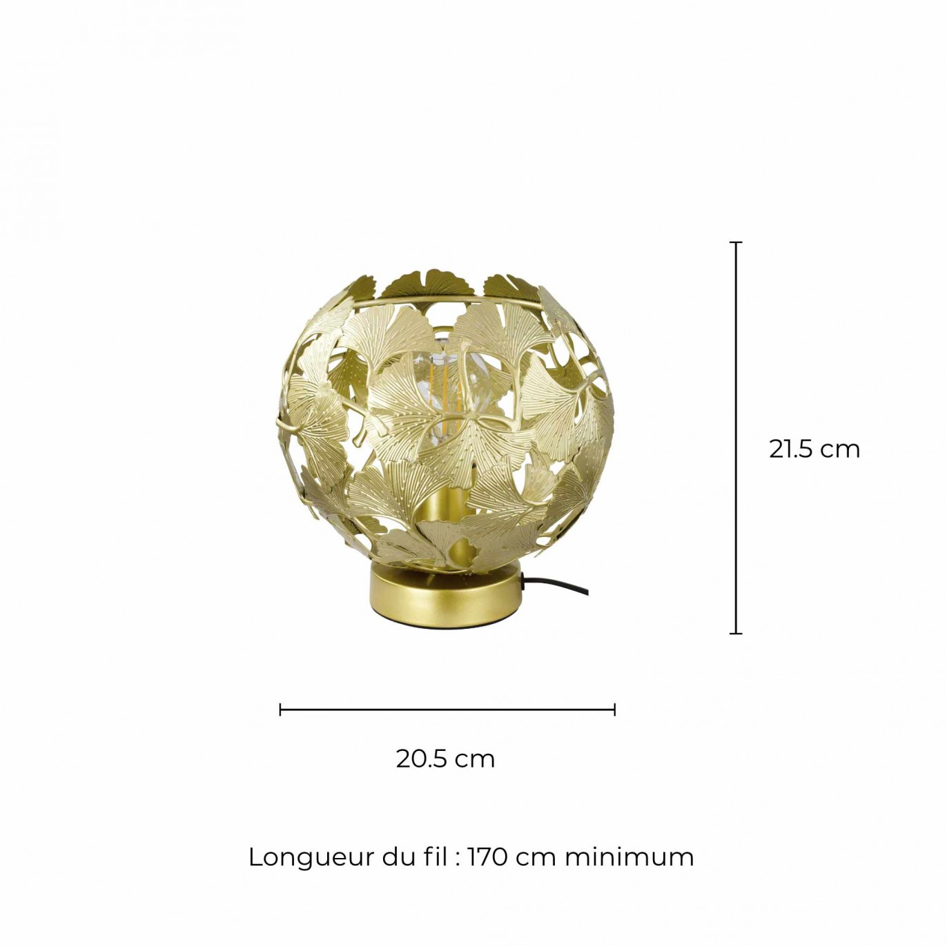 Lampe à poser en métal, motif feuilles de Ginkgo Biloba - OSMOSE