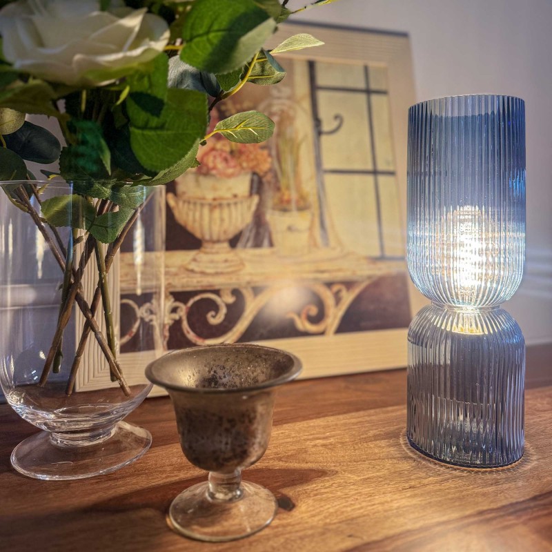 Lampe à poser en verre strié coloré - CHARMY