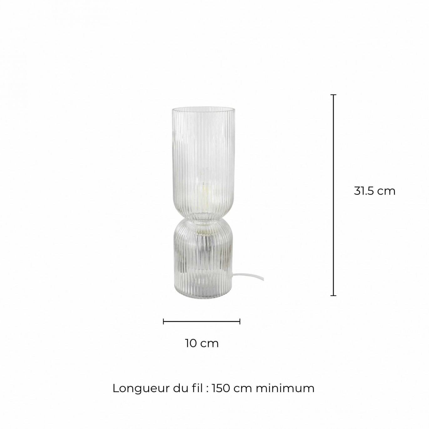 Lampe à poser en verre strié coloré - CHARMY