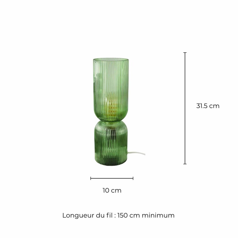 Lampe à poser en verre strié coloré - CHARMY