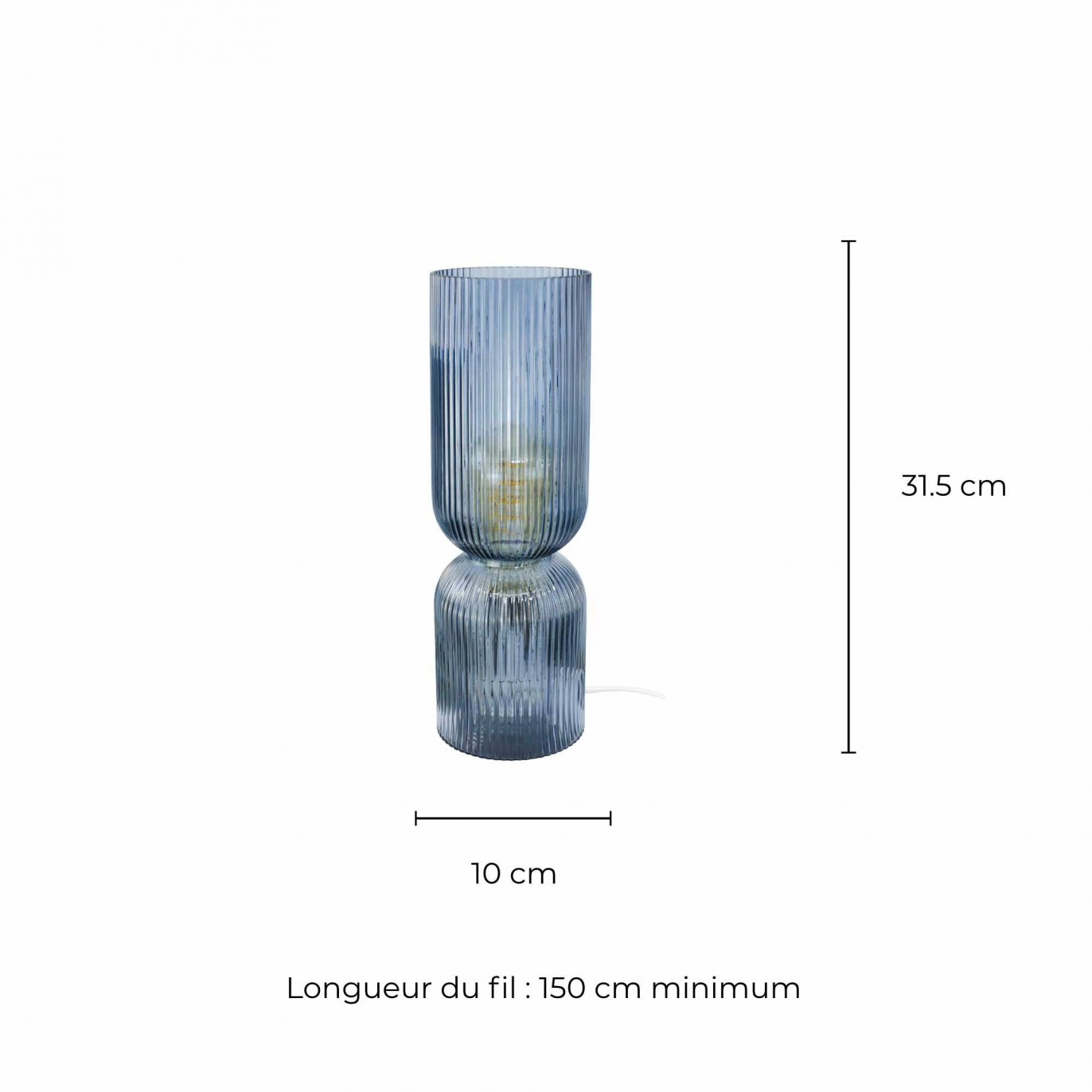 Lampe à poser en verre strié coloré - CHARMY