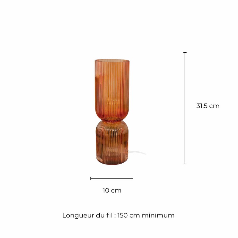 Lampe à poser en verre strié coloré - CHARMY