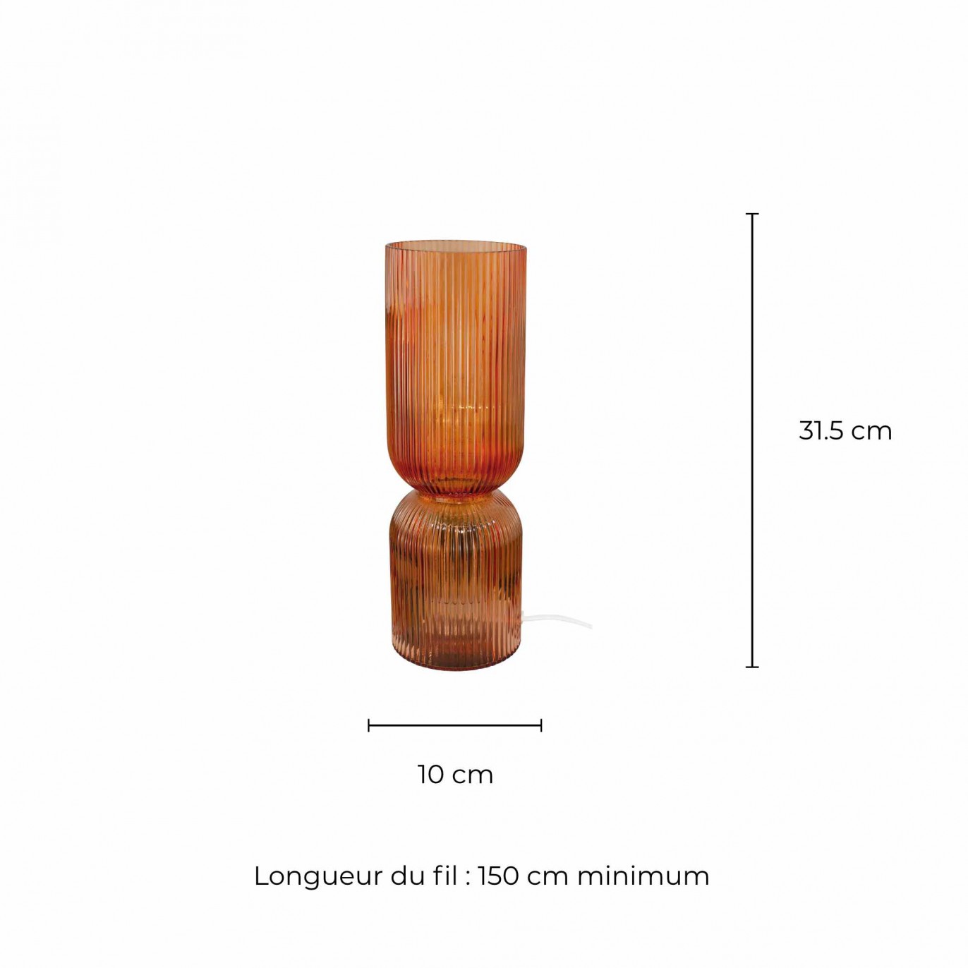Lampe à poser en verre strié coloré - CHARMY