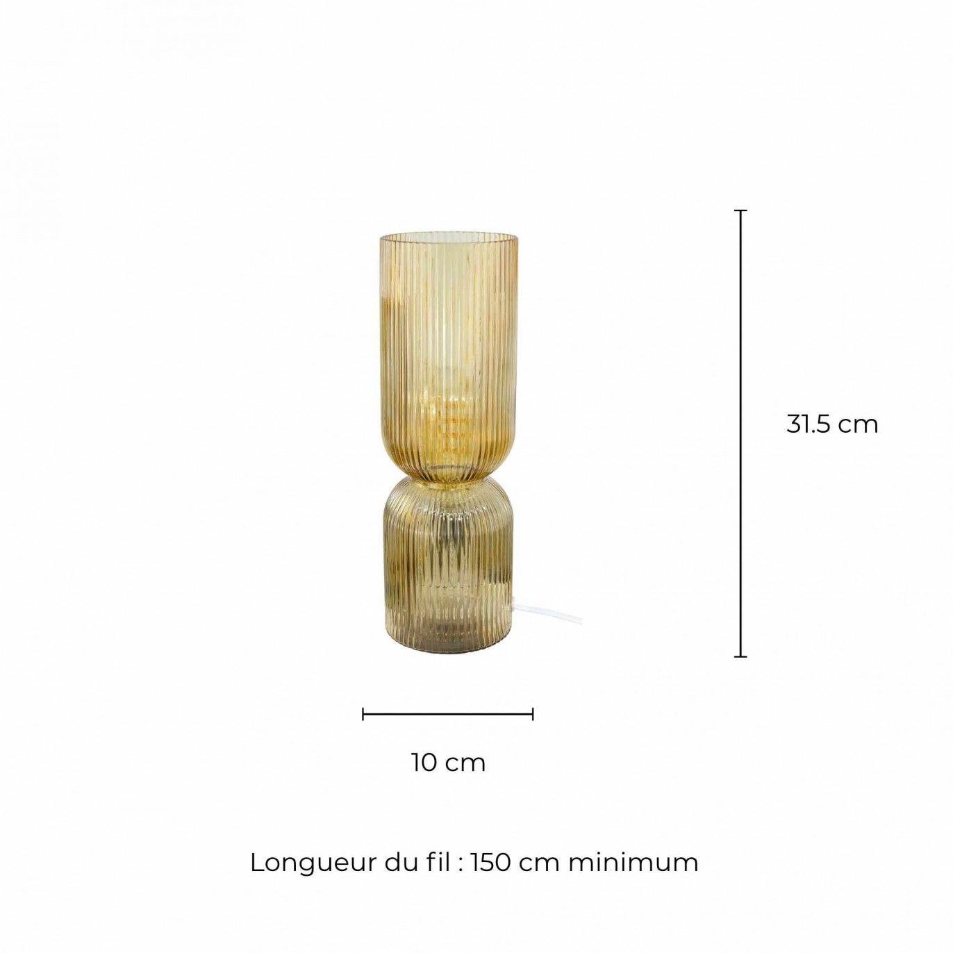 Lampe à poser en verre strié coloré - CHARMY