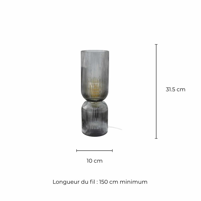 Lampe à poser en verre strié coloré - CHARMY