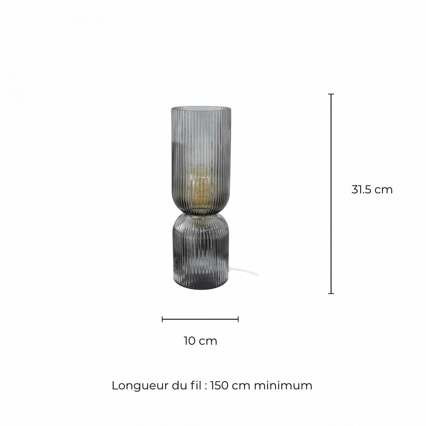 Lampe à poser en verre strié coloré - CHARMY
