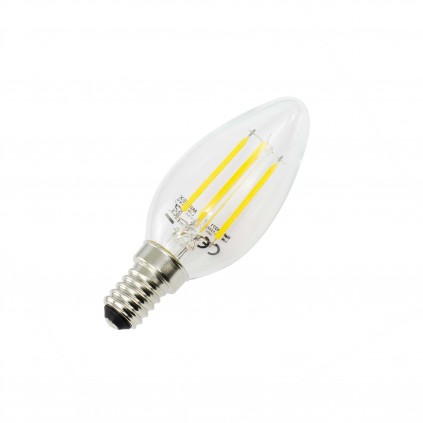 Ampoule LED LAGOS -  E14 - Flamme - Intensité moyenne - Blanc neutre - 4W / 4000K / 560lm - Verre blanc transparent