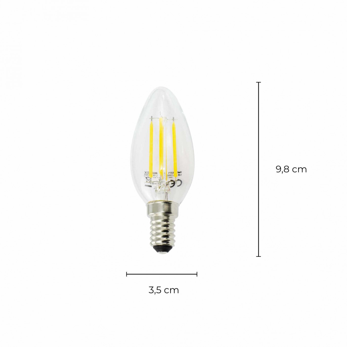 Ampoule LED LAGOS -  E14 - Flamme - Intensité moyenne - Blanc neutre - 4W / 4000K / 560lm - Verre blanc transparent