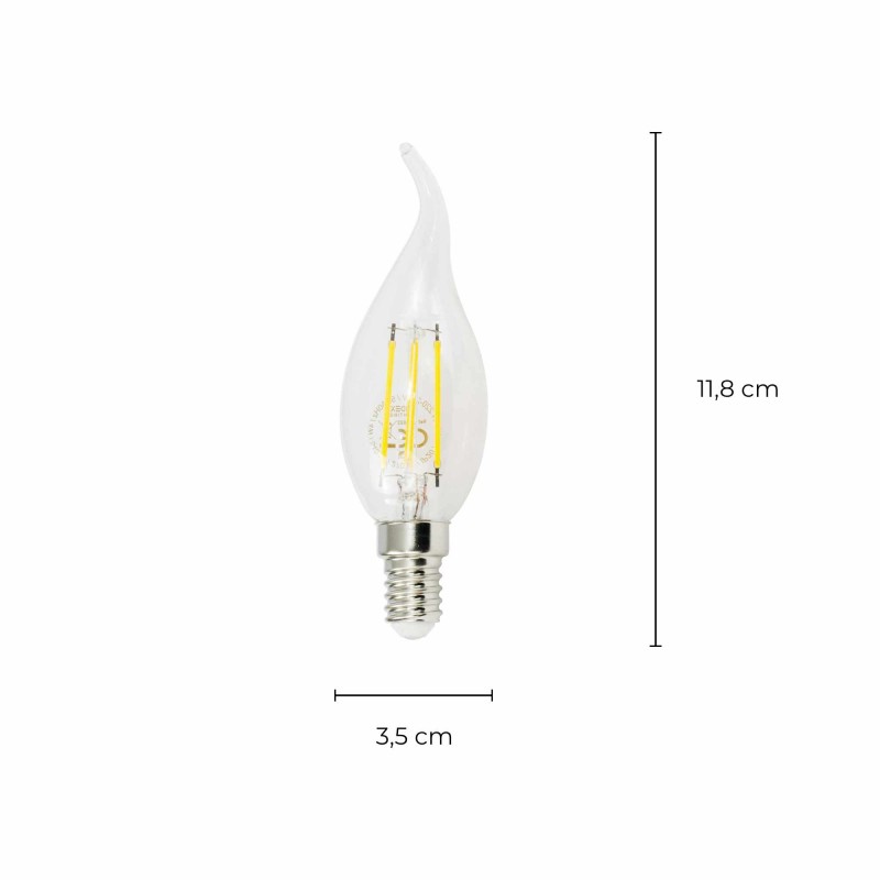 Ampoule LED CEBU -  E14 - Coup de vent - Intensité moyenne - Blanc neutre - 4W / 4000K / 560lm - Verre blanc transparent
