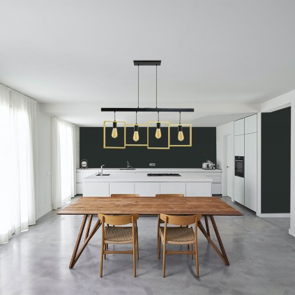 Suspension en métal et bois 4 lumières - WISSIN