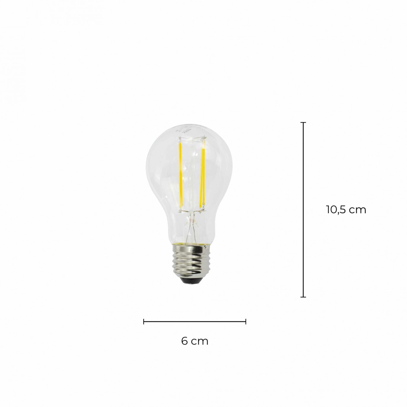Ampoule LED LIMA - E27 -  Intensité forte - Blanc chaud -  6W / 2700K / 840lm - Filaments droits - Verre transparent