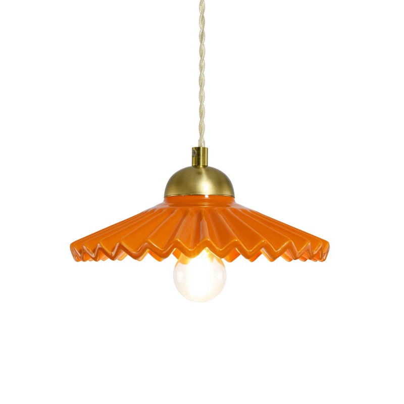 Suspension en céramique colorée et cordon textile torsadé - BABOUCHKA