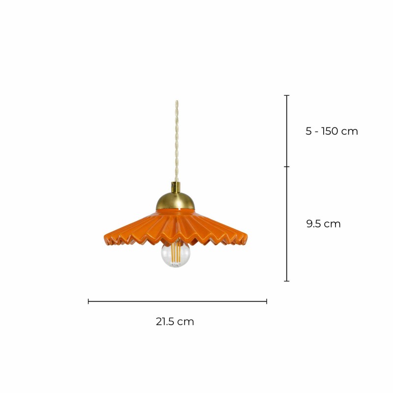 Suspension en céramique colorée et cordon textile torsadé - BABOUCHKA