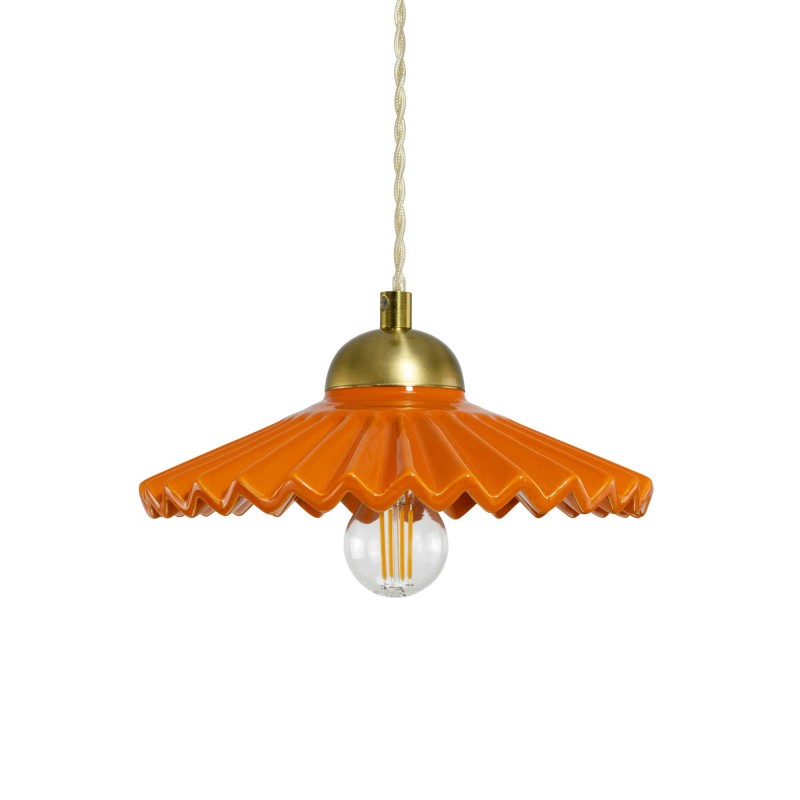 Suspension en céramique colorée et cordon textile torsadé - BABOUCHKA