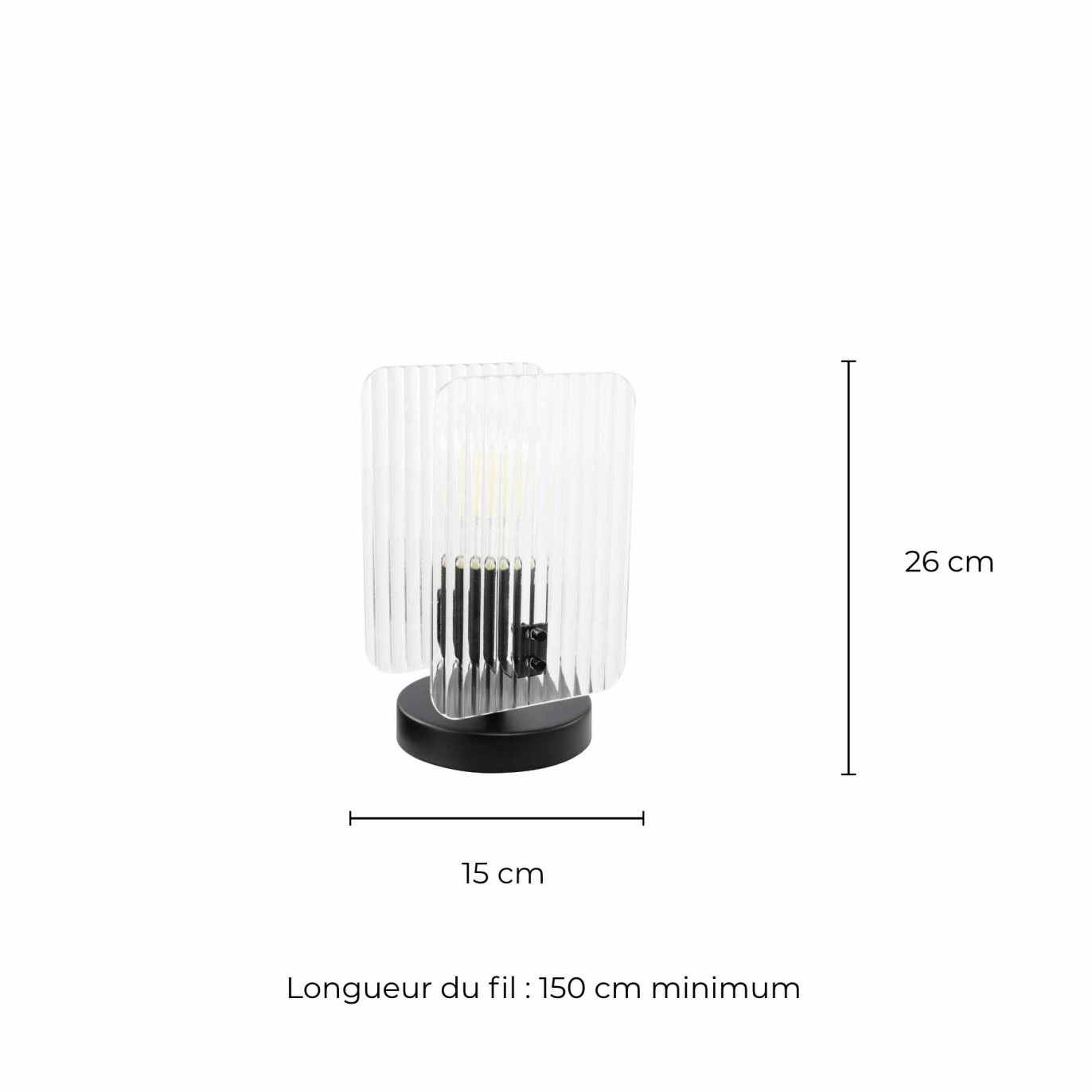 Lampe à poser en verre strié et métal - à monter - BOSCA
