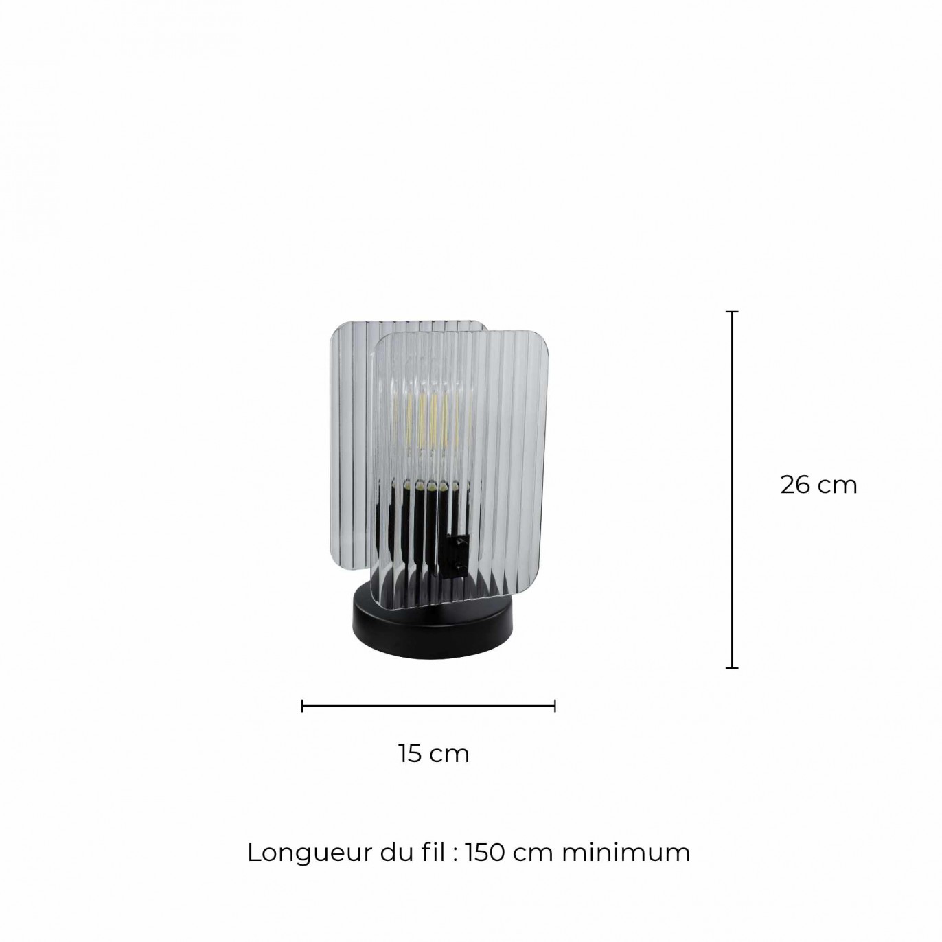 Lampe à poser en verre strié et métal - à monter - BOSCA