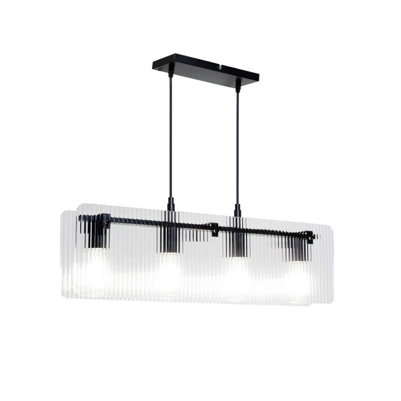Suspension en verre strié transparent 4 lumières - BOSCA