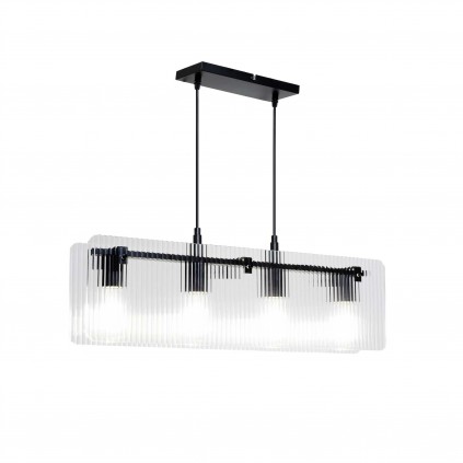 Suspension en verre strié transparent 4 lumières - BOSCA