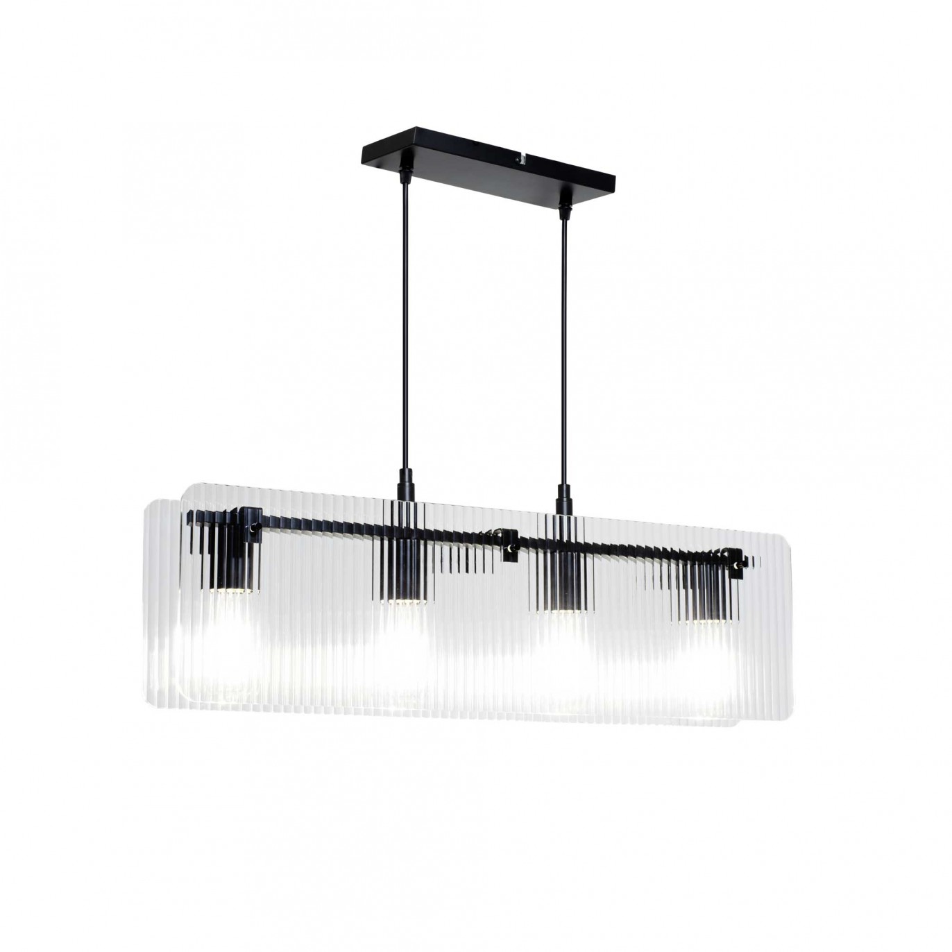 Suspension en verre strié transparent 4 lumières - BOSCA