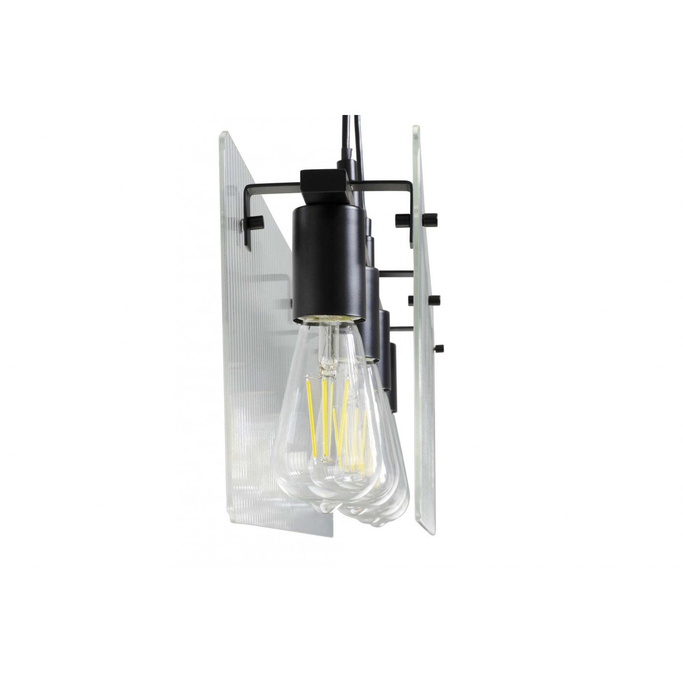 Suspension en verre strié transparent 4 lumières - BOSCA
