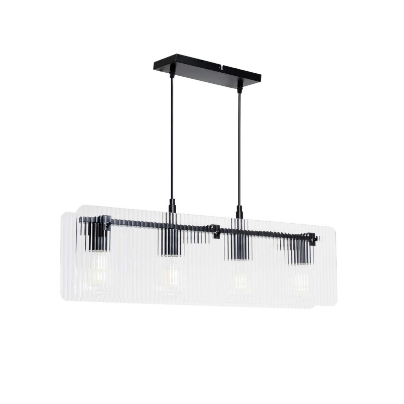 Suspension en verre strié transparent 4 lumières - BOSCA