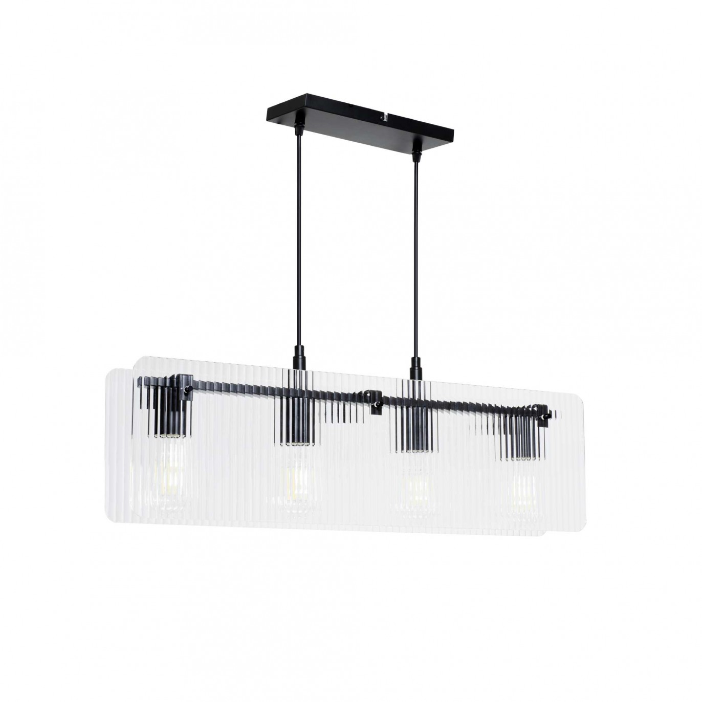 Suspension en verre strié transparent 4 lumières - BOSCA