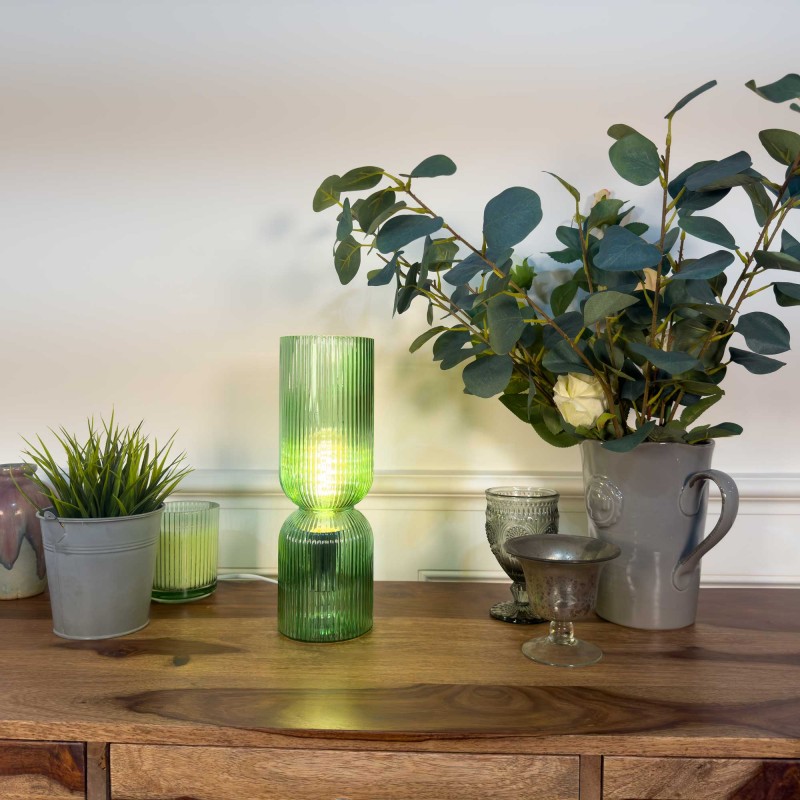 Lampe à poser en verre strié coloré - CHARMY