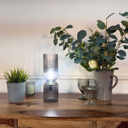 Lampe à poser en verre strié coloré - CHARMY