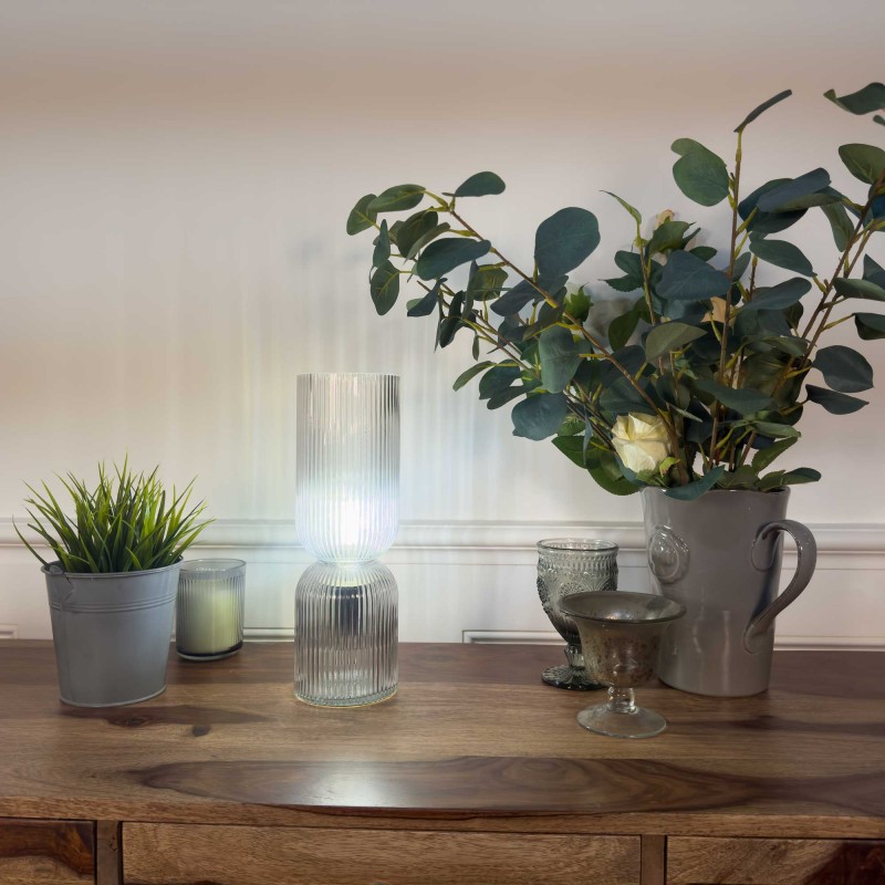 Lampe à poser en verre strié coloré - CHARMY