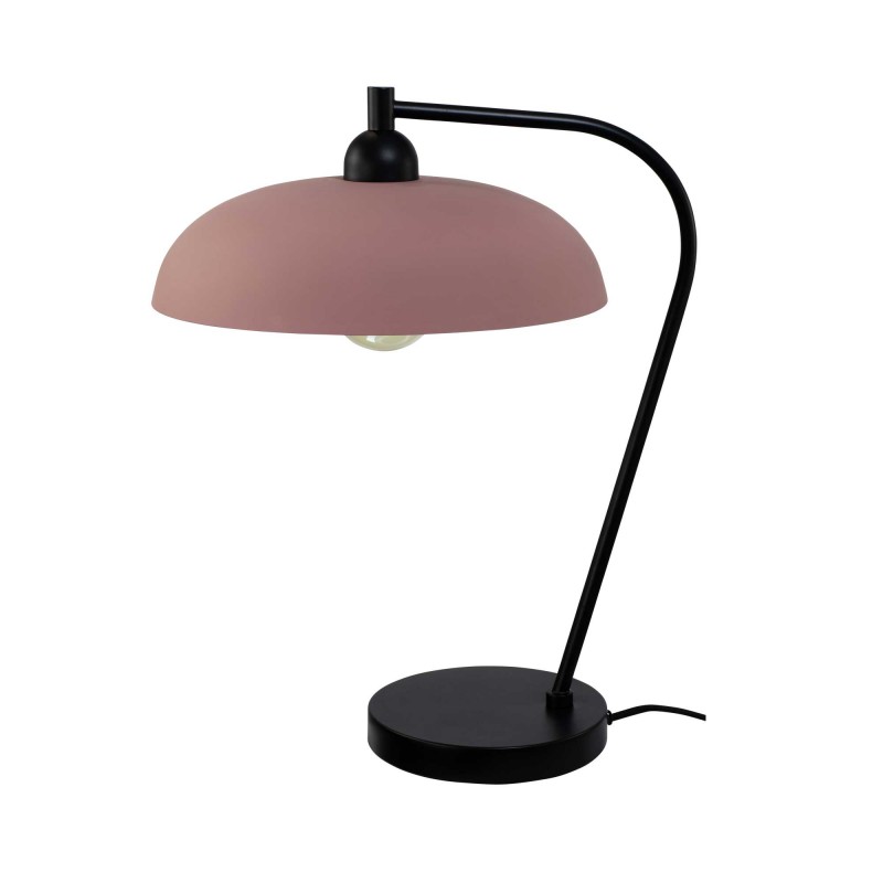 Lampe à poser en métal coloré velouté et cordon tissu - OLIE