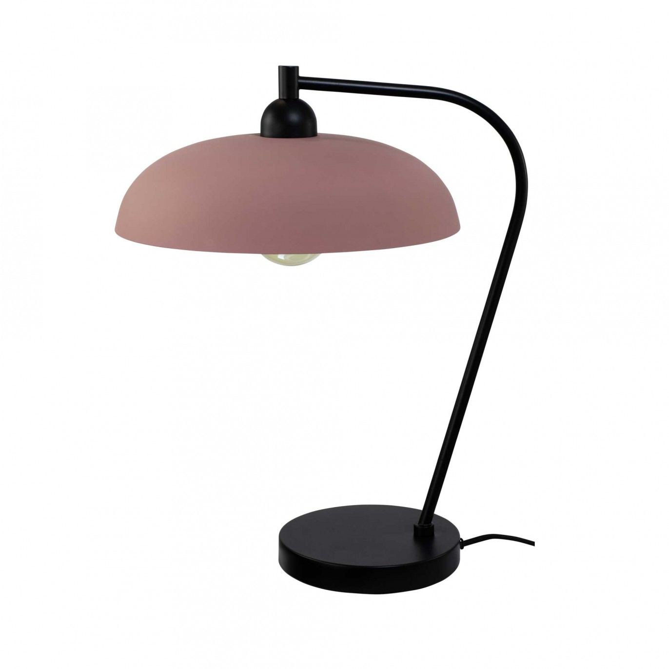 Lampe à poser en métal coloré velouté et cordon tissu - OLIE