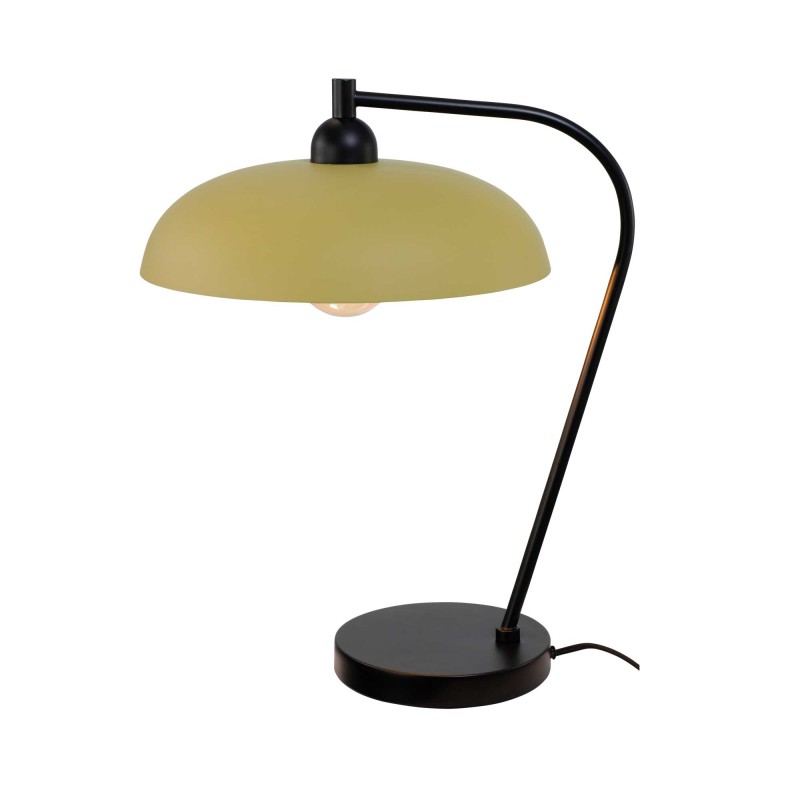 Lampe à poser en métal coloré velouté et cordon tissu - OLIE