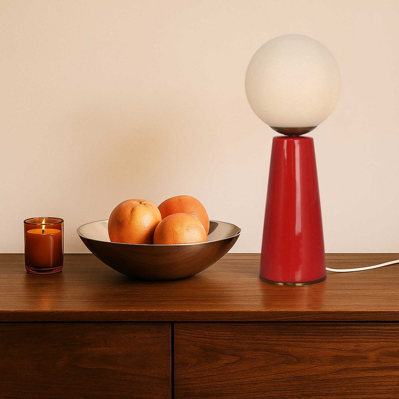 Lampe à poser en céramique colorée, verre et métal doré - COLYNE