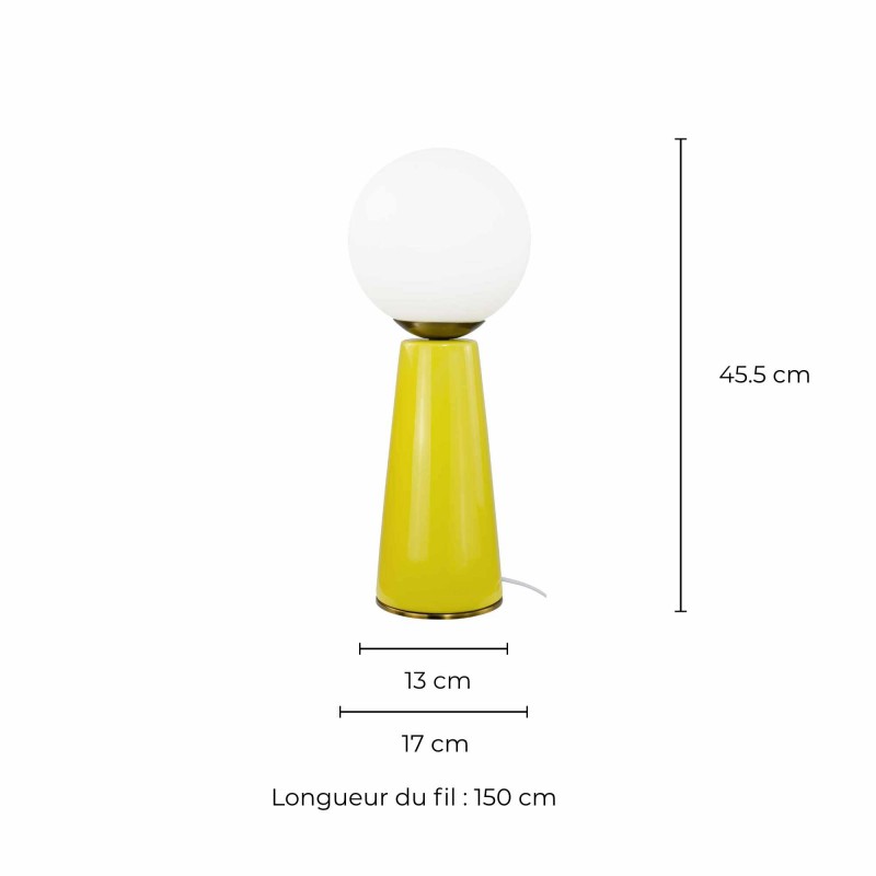 Lampe à poser en céramique colorée, verre et métal doré - COLYNE