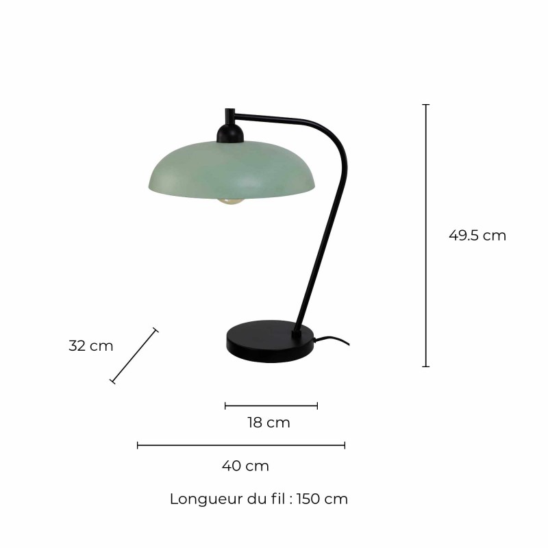 Lampe à poser en métal coloré velouté et cordon tissu - OLIE