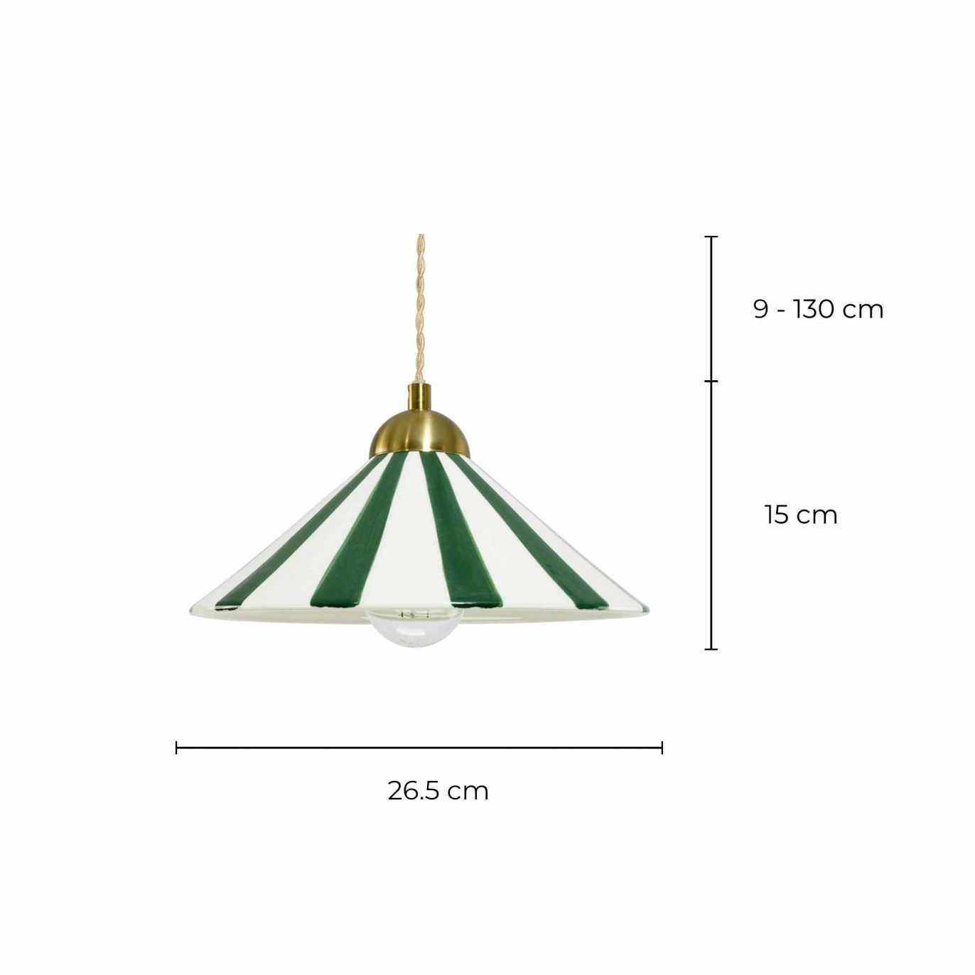 Suspension en céramique artisanale bicolore et cordon textile torsadé - PRAYA