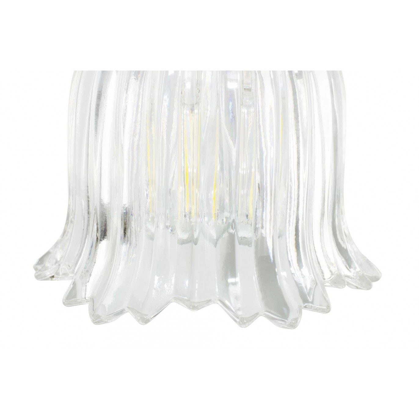Suspension en verre strié et cordon textile torsadé - petite taille - AVELLE