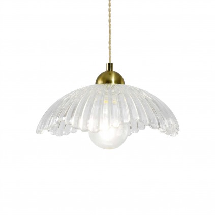 Suspension en verre strié transparent style rétro - ADLEY