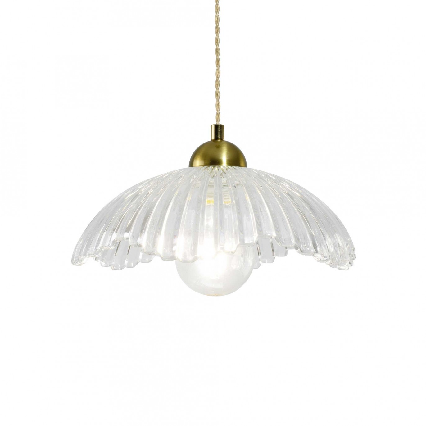 Suspension en verre strié transparent style rétro - ADLEY