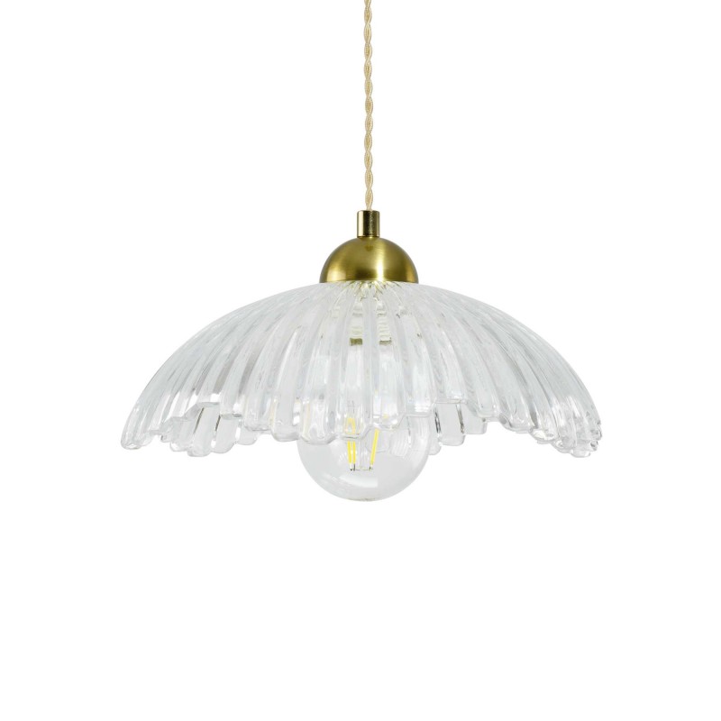 Suspension en verre strié transparent style rétro - ADLEY
