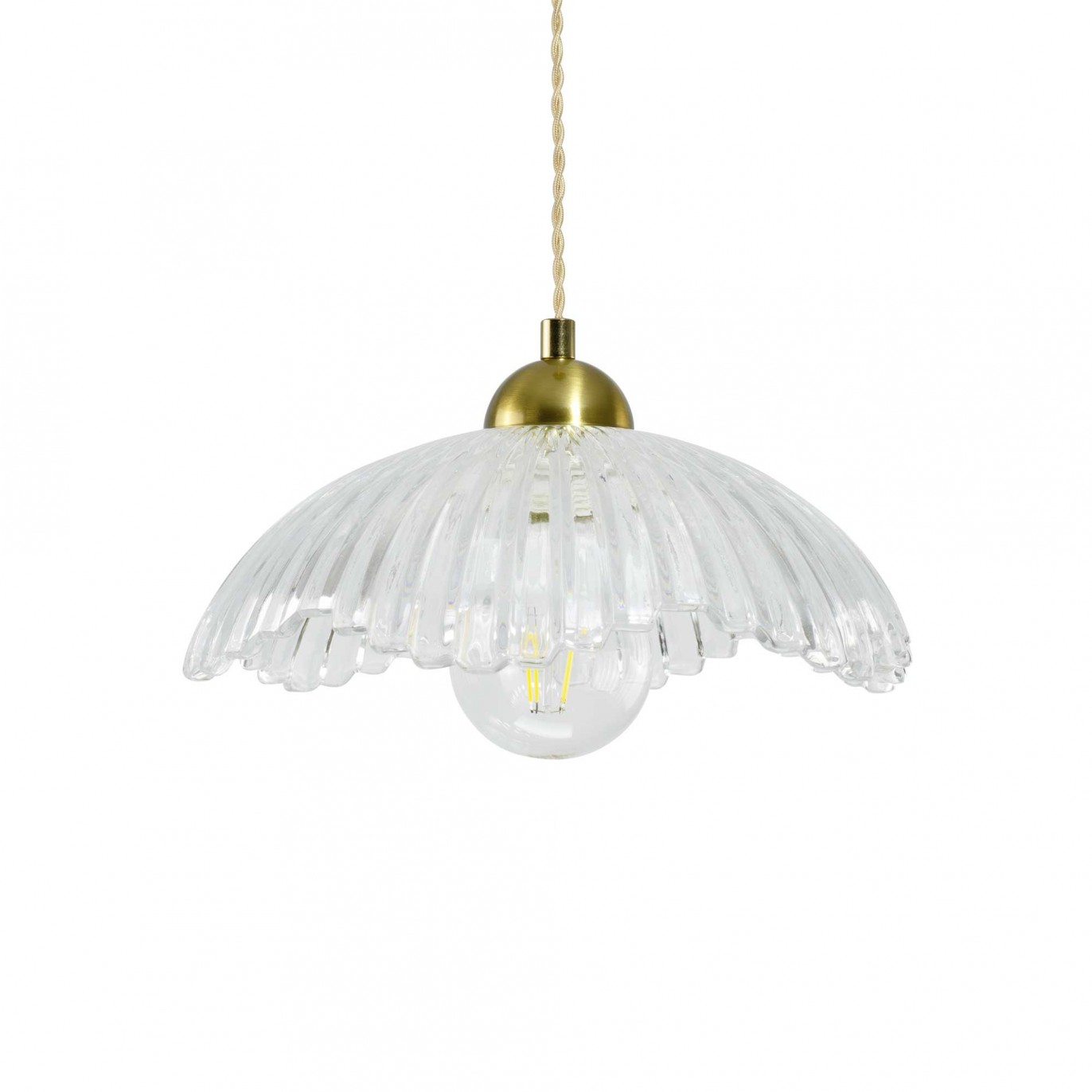 Suspension en verre strié transparent style rétro - ADLEY