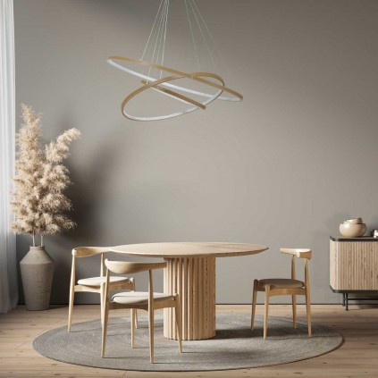 Suspension circulaire dimmable en simili cuir 3 anneaux - APOLLON