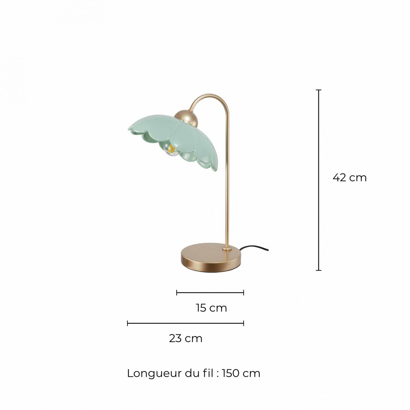 Lampe à poser en céramique colorée et métal rose gold - CLARIS