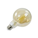 Ampoule LED DELHI – E27 – G95 – Intensité forte – Blanc chaud – 8W / 2700K / 1000 lm – Filaments droits – Verre ambré