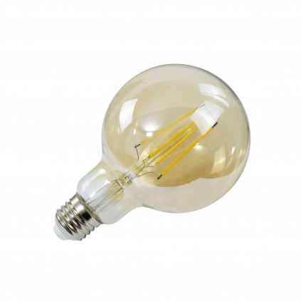 Ampoule LED DELHI – E27 – G95 – Intensité forte – Blanc chaud – 8W / 2700K / 1000 lm – Filaments droits – Verre ambré